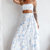 Bondi Gathered Crop Top Printed White