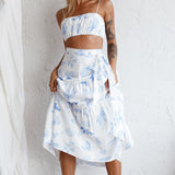 Bondi Gathered Crop Top Printed White