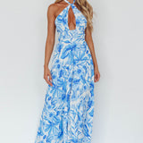 Bondi Keyhole Bust Maxi Dress Floral Blue