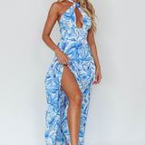 Bondi Keyhole Bust Maxi Dress Floral Blue