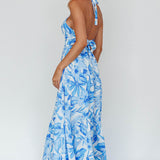 Bondi Keyhole Bust Maxi Dress Floral Blue