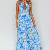 Bondi Keyhole Bust Maxi Dress Floral Blue