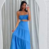 Bondi Waist Tie Maxi Skirt Sapphire