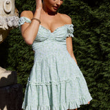 Run The World Off-Shoulder Mini Dress Floral Green