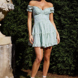Run The World Off-Shoulder Mini Dress Floral Green