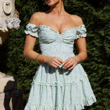Run The World Off-Shoulder Mini Dress Floral Green