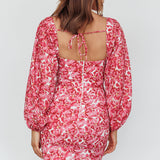 Beaujolais Long Sleeve Ruched Mini Dress Floral Pink