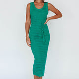 Wander Lust Crochet Midi Dress Green
