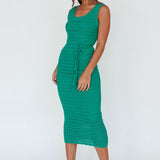 Wander Lust Crochet Midi Dress Green