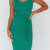 Wander Lust Crochet Midi Dress Green