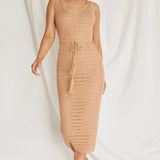 Wander Lust Crochet Midi Dress Mocha