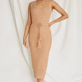 Wander Lust Crochet Midi Dress Mocha