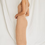 Wander Lust Crochet Midi Dress Mocha
