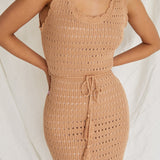 Wander Lust Crochet Midi Dress Mocha