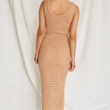 Wander Lust Crochet Midi Dress Mocha
