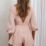 Lotus Sun Balloon Sleeve Romper Blush