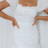 Bliss Moment Lace-Up Back Mini Dress White