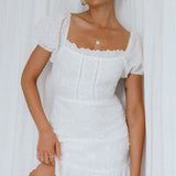 Bliss Moment Lace-Up Back Mini Dress White