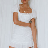 Bliss Moment Lace-Up Back Mini Dress White