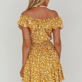 Andie Off-Shoulder Frill Dress Floral Yellow