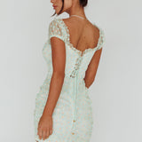 Daisy Chains Lace-up Back Mini Dress Green