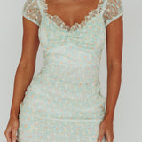 Daisy Chains Lace-up Back Mini Dress Green