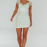 Daisy Chains Lace-up Back Mini Dress Green