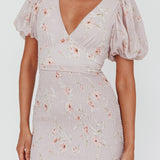 La Nena Shirred Mini Dress Floral Blush