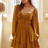 Vista Del Mar Tied Bust Mini Dress Tan