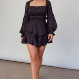 Alabama Long Sleeve Satin Romper Black