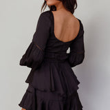 Alabama Long Sleeve Satin Romper Black