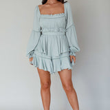 Alabama Long Sleeve Satin Romper Pistachio