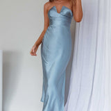 Ma Jolie Strapless Midi Dress Blue