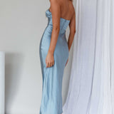 Ma Jolie Strapless Midi Dress Blue