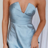 Ma Jolie Strapless Midi Dress Blue