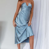 Ma Jolie Strapless Midi Dress Blue