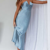 Ma Jolie Strapless Midi Dress Blue