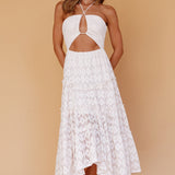 Just Cruise Cut-Out Bodice Midi Dress Sand