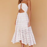 Just Cruise Cut-Out Bodice Midi Dress Sand