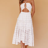 Just Cruise Cut-Out Bodice Midi Dress Sand