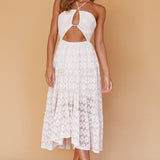 Just Cruise Cut-Out Bodice Midi Dress Sand