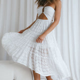 Just Cruise Cut-Out Bodice Midi Dress White