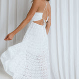 Just Cruise Cut-Out Bodice Midi Dress White