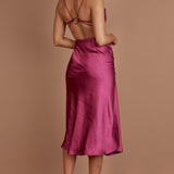 Midnight Muse Strappy Back Midi Dress Fuchsia