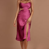 Midnight Muse Strappy Back Midi Dress Fuchsia