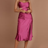 Midnight Muse Strappy Back Midi Dress Fuchsia