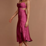 Midnight Muse Strappy Back Midi Dress Fuchsia
