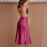 Midnight Muse Strappy Back Midi Dress Fuchsia