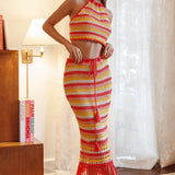 Soul Sister Tied Back Crochet Crop Top Red
