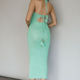 Soul Sister Tied Back Crochet Midi Dress Green